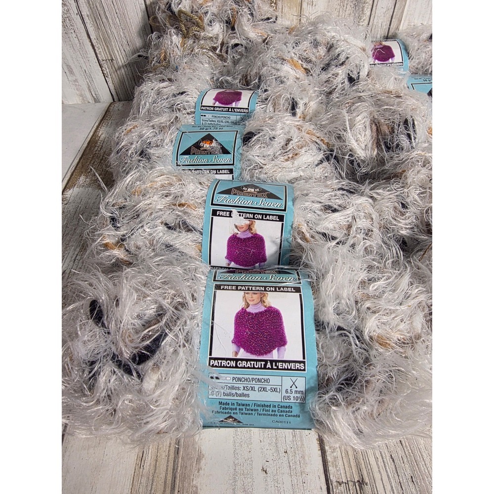 11 Skeins Phentex Fashion Seven Eyelash Yarn Ivory Bulky Weight 64yds Each